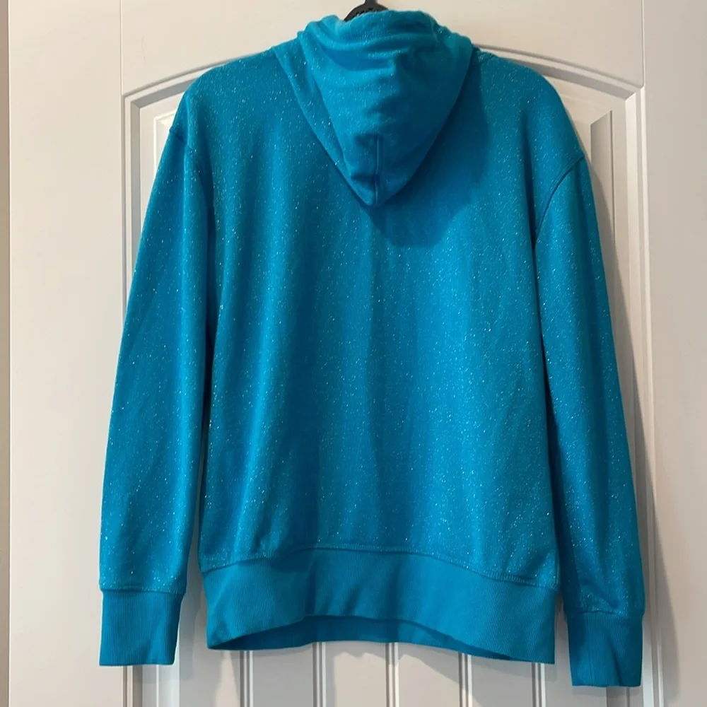 J. America Women's Teal Sparkle Hoodie Sweatshirt‎ Large